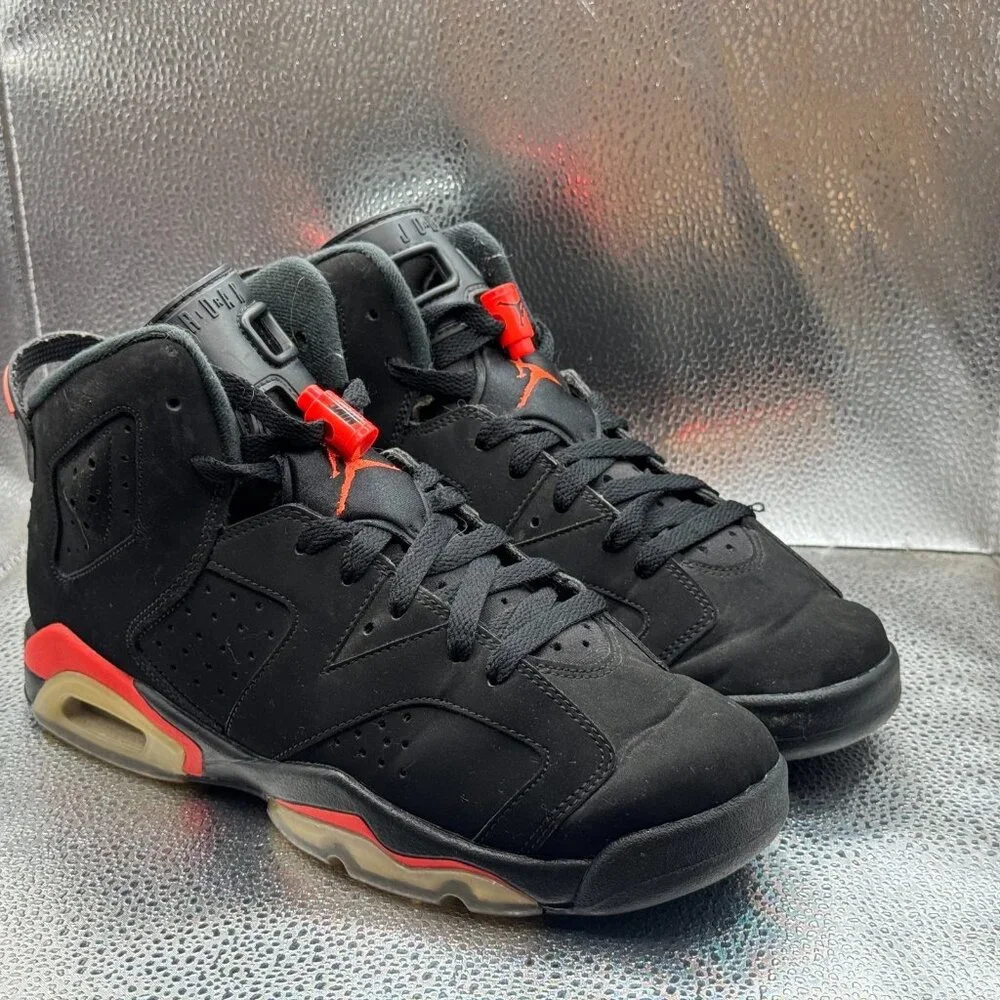 Sz 7Y Nike Air Jordan 6 Mens Retro Authentic Black High Top‎ Athletic Sneaker